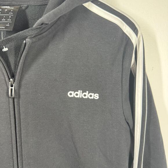 Adidas Sweatshirt Women L Black White Full Zip Streetwear Active Athleisure Walk - Picture 5 of 8